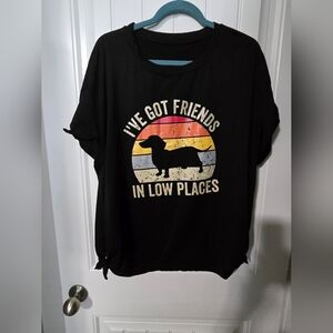 SHEIN Black Graphic Tee with Dachshund Print